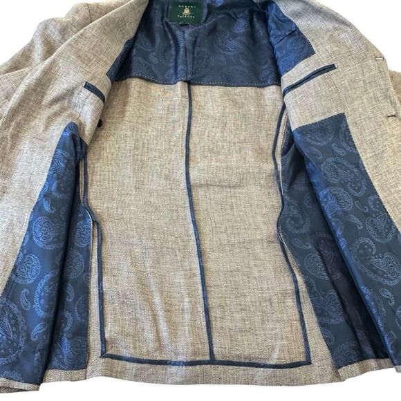 Robert Talbott Brown Linen Three Buttton Summer Blazer Sport Coat, L‎ - Picture 5 of 11